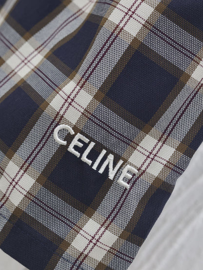 CELINE MINI SHORTS IN CHECKED PANAMA