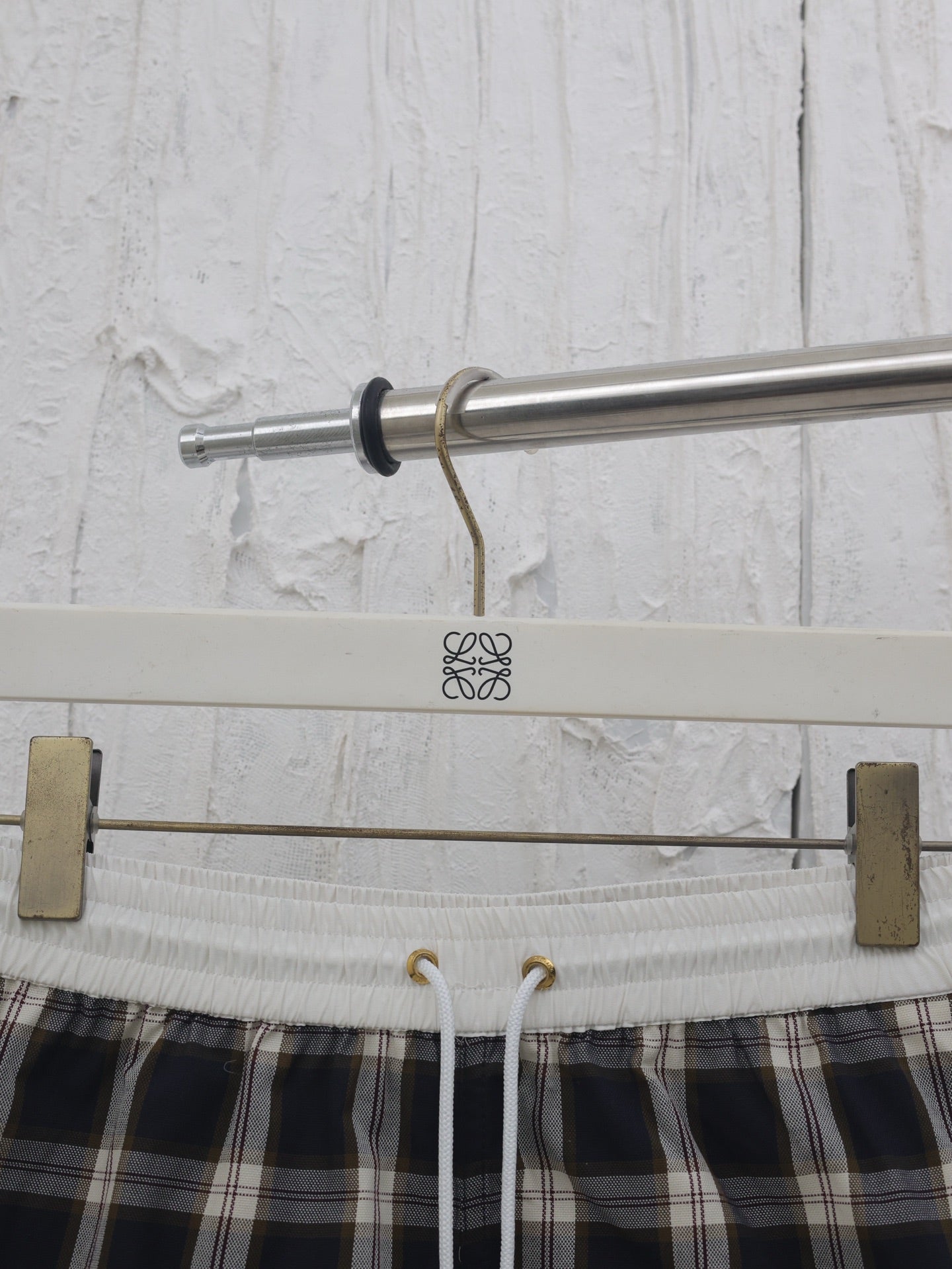 CELINE MINI SHORTS IN CHECKED PANAMA