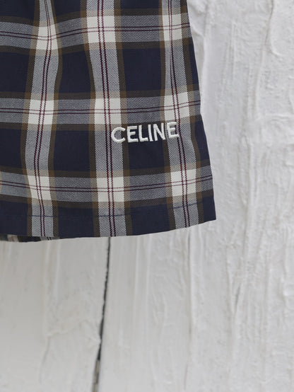 CELINE MINI SHORTS IN CHECKED PANAMA