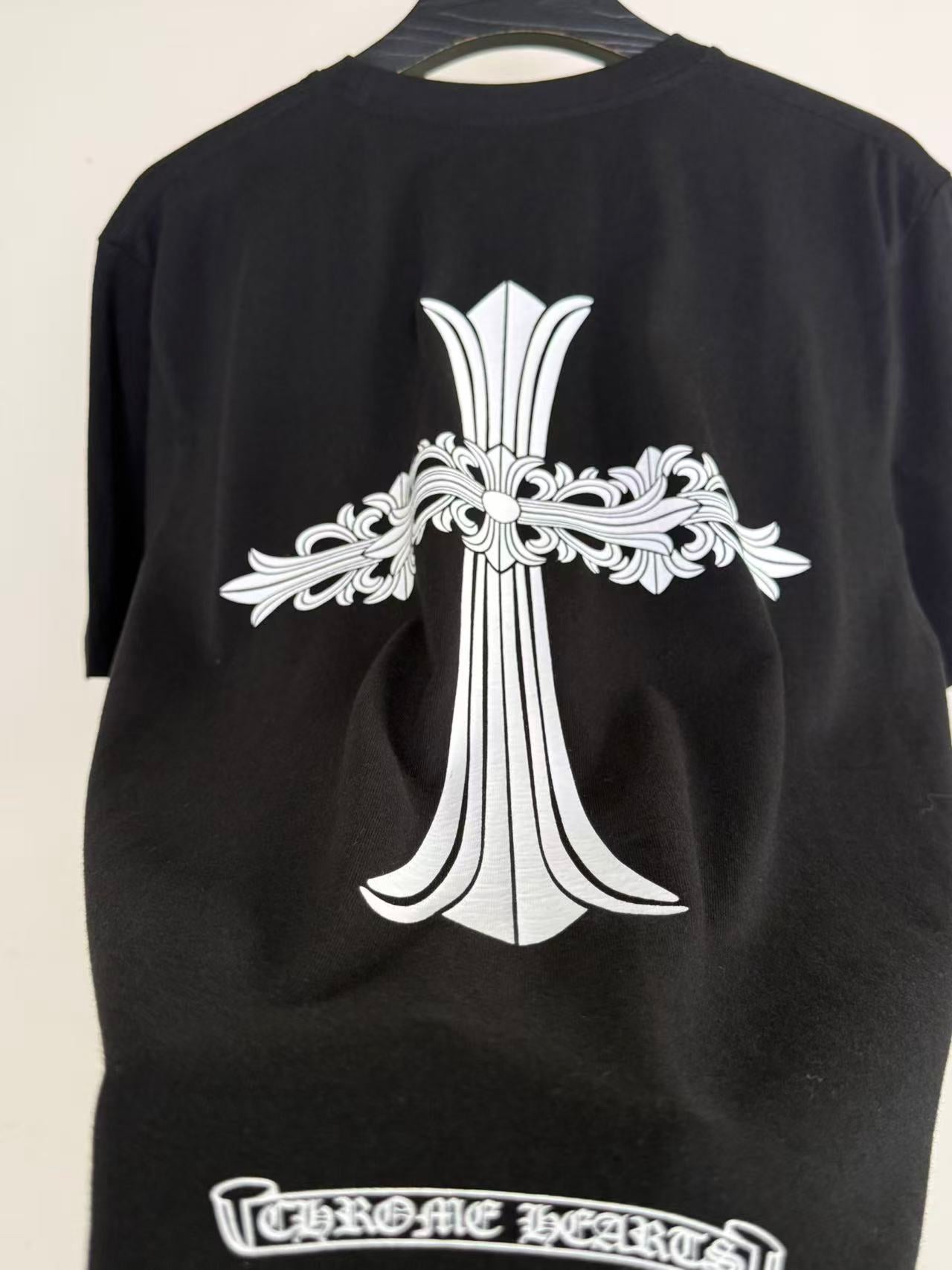 CHROME HEARTS OLD FLORAL Back Print Short-Sleeve T-Shirt