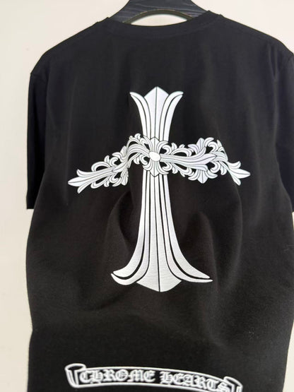 CHROME HEARTS OLD FLORAL Back Print Short-Sleeve T-Shirt