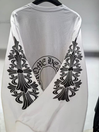 CHROME HEARTS LONG SLEEVE T-SHIRT FLORAL CROSS