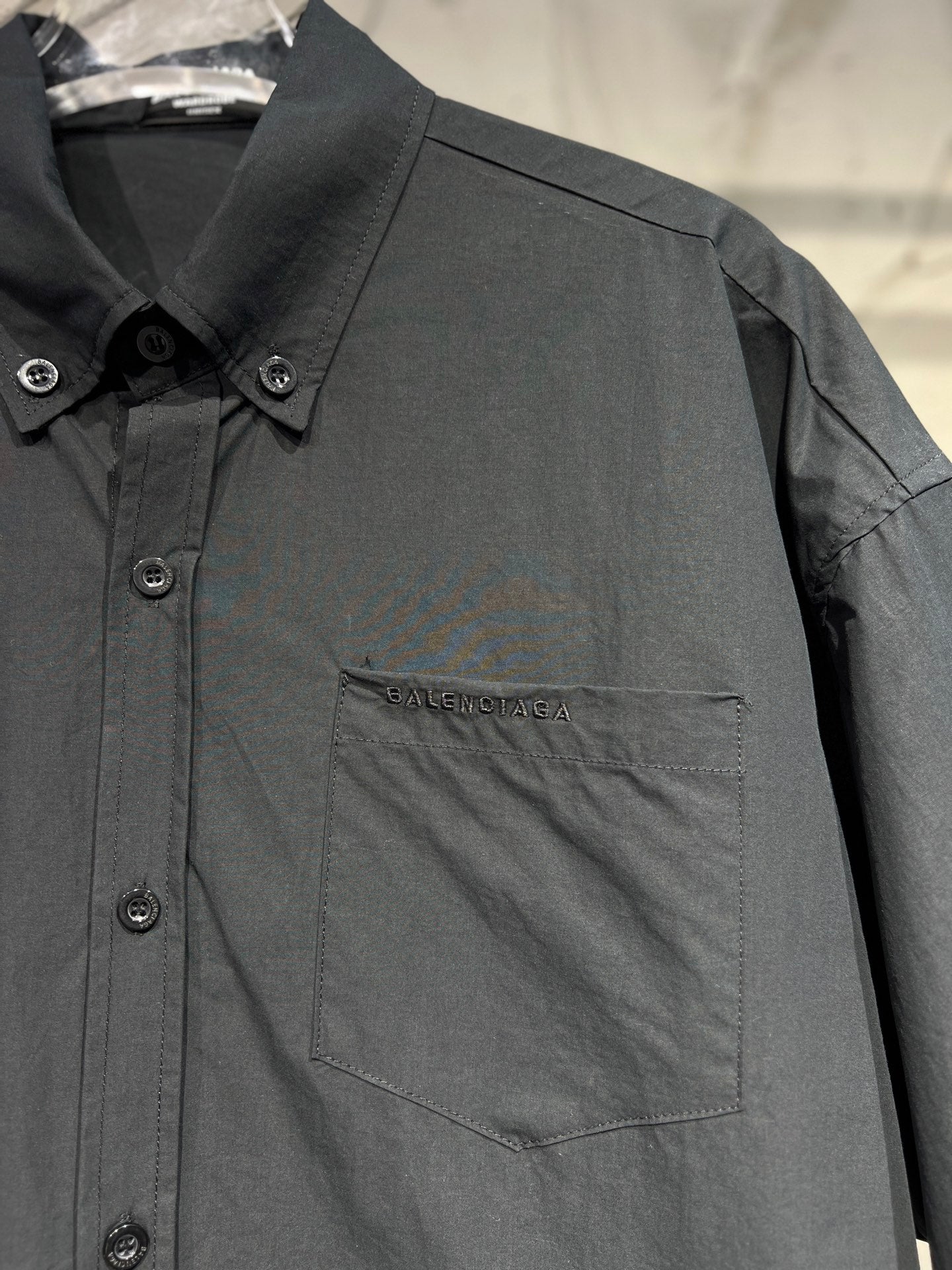 Balenciaga Black Cotton Shirt With Logo