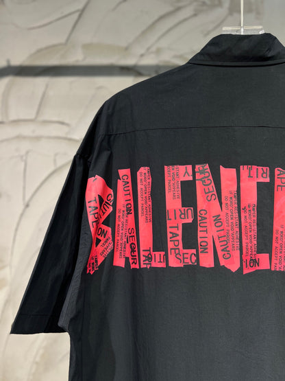 Balenciaga Black Cotton Shirt With Logo
