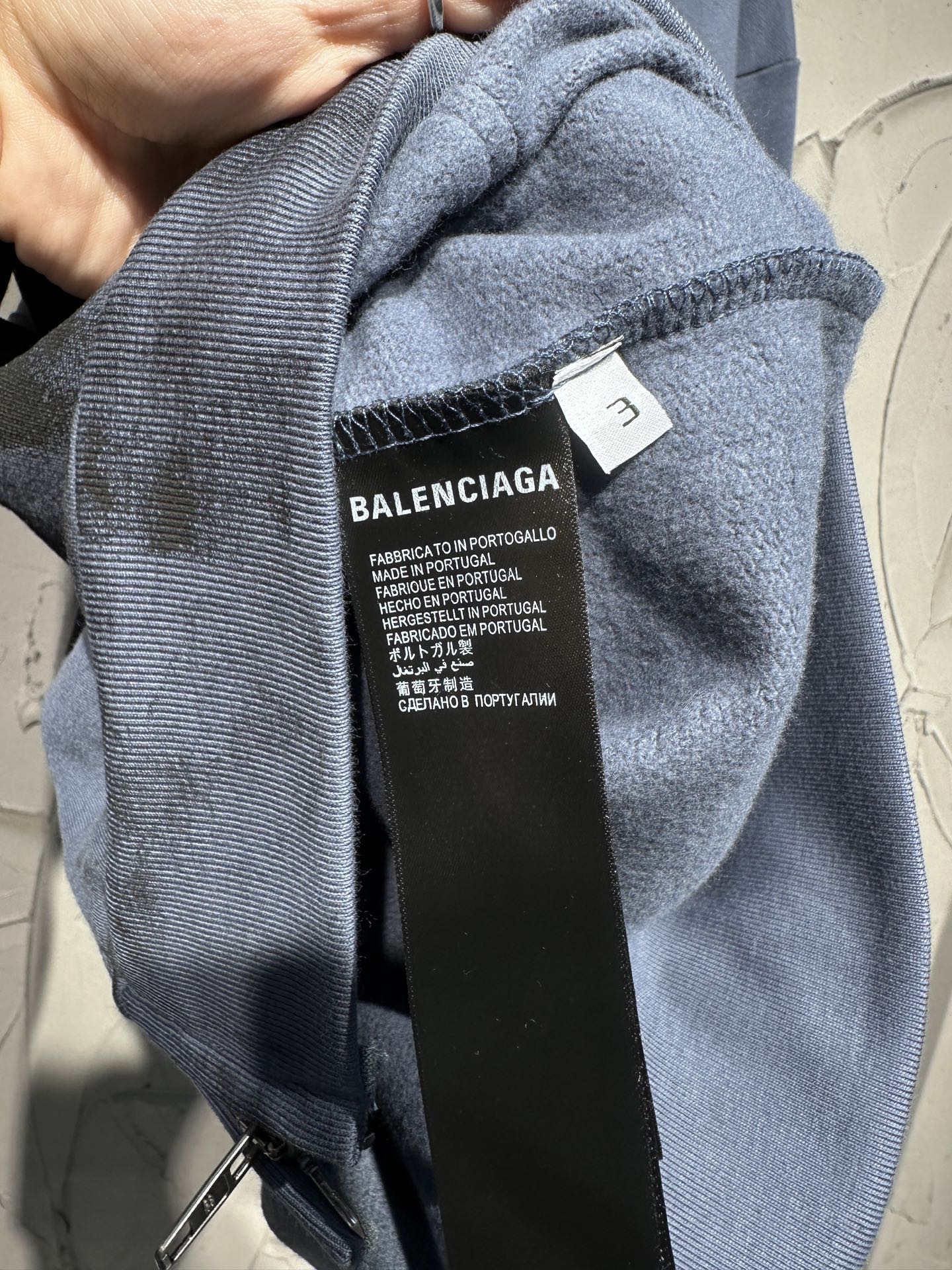 Balenciaga Back Zip-up Hoodie Regular Fit in Faded Dark Blue/black