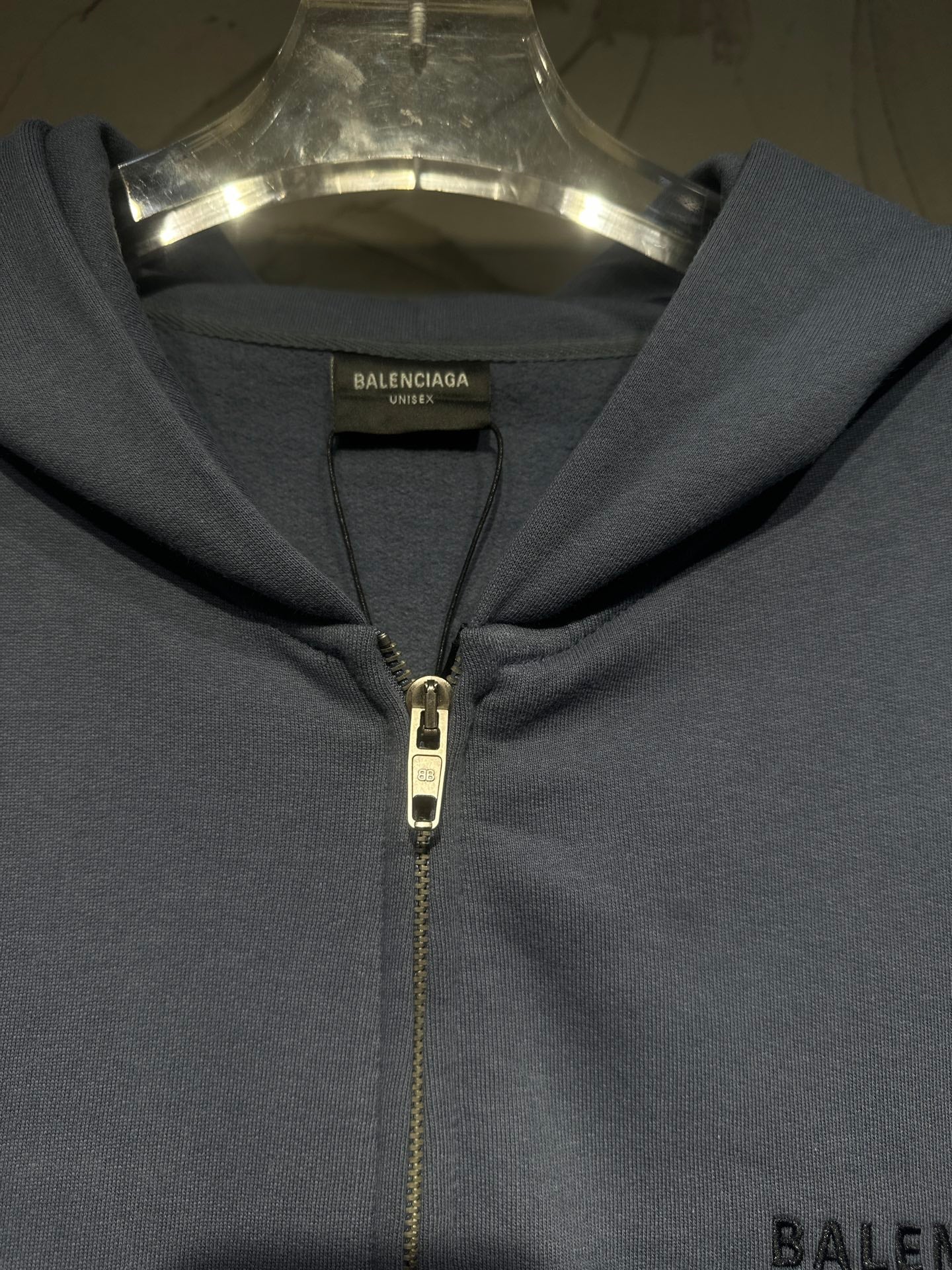 Balenciaga Back Zip-up Hoodie Regular Fit in Faded Dark Blue/black