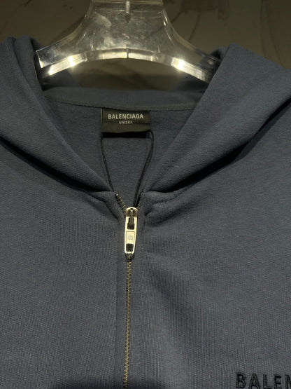 Balenciaga Back Zip-up Hoodie Regular Fit in Faded Dark Blue/black