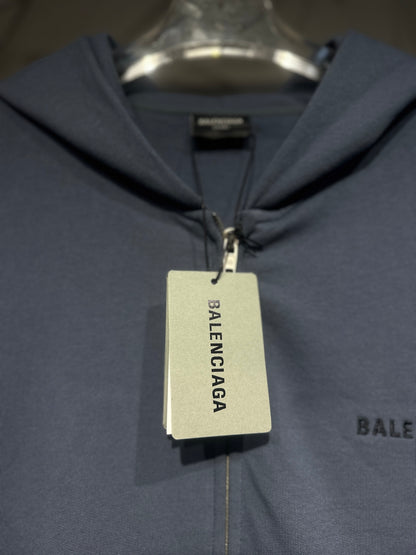 Balenciaga Back Zip-up Hoodie Regular Fit in Faded Dark Blue/black