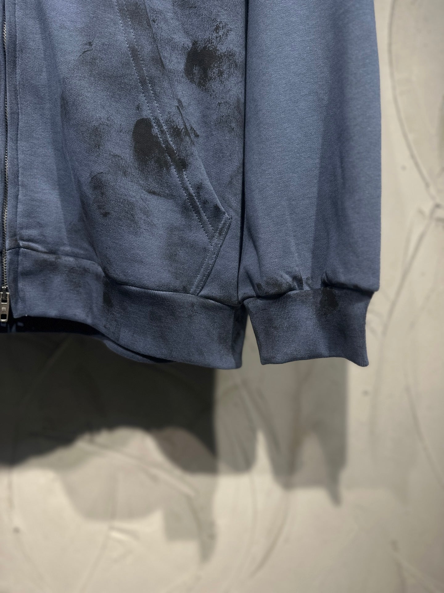 Balenciaga Back Zip-up Hoodie Regular Fit in Faded Dark Blue/black