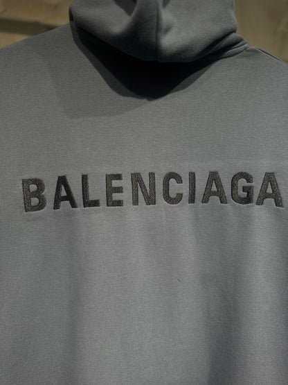 Balenciaga Back Zip-up Hoodie Regular Fit in Faded Dark Blue/black