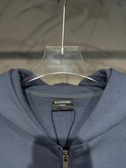 Balenciaga Back Zip-up Hoodie Regular Fit in Faded Dark Blue/black