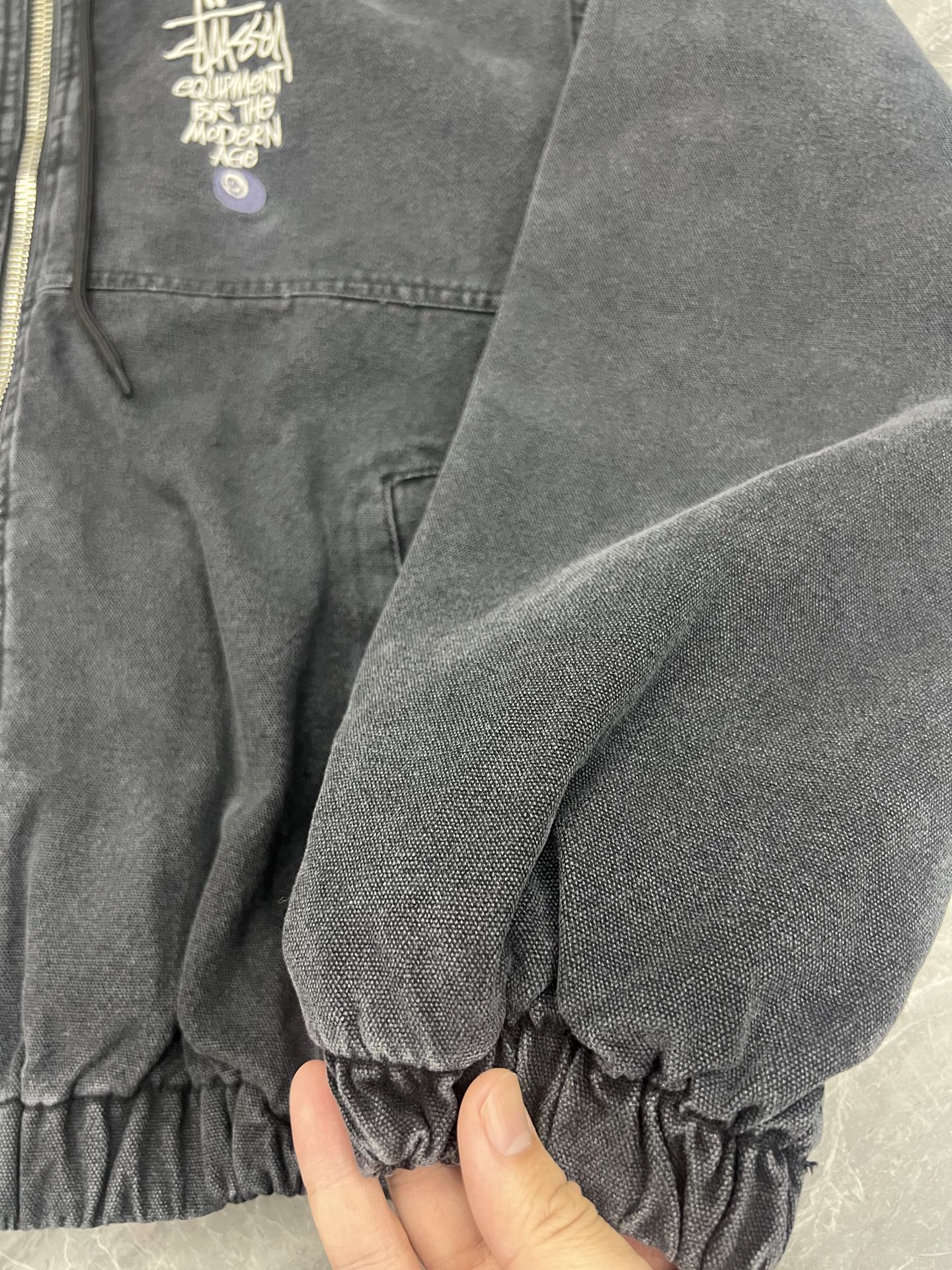 Stussy letter embroidered hooded padded jacket
