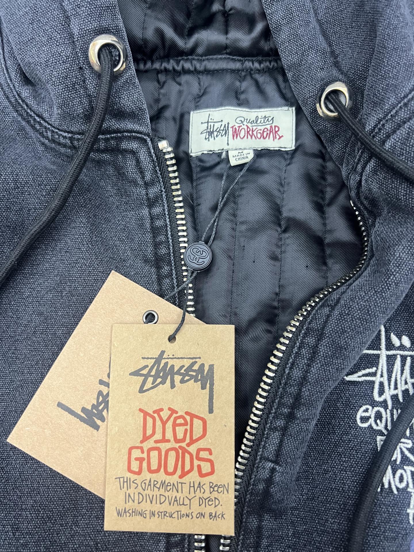 Stussy letter embroidered hooded padded jacket