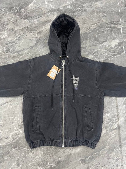 Stussy letter embroidered hooded padded jacket