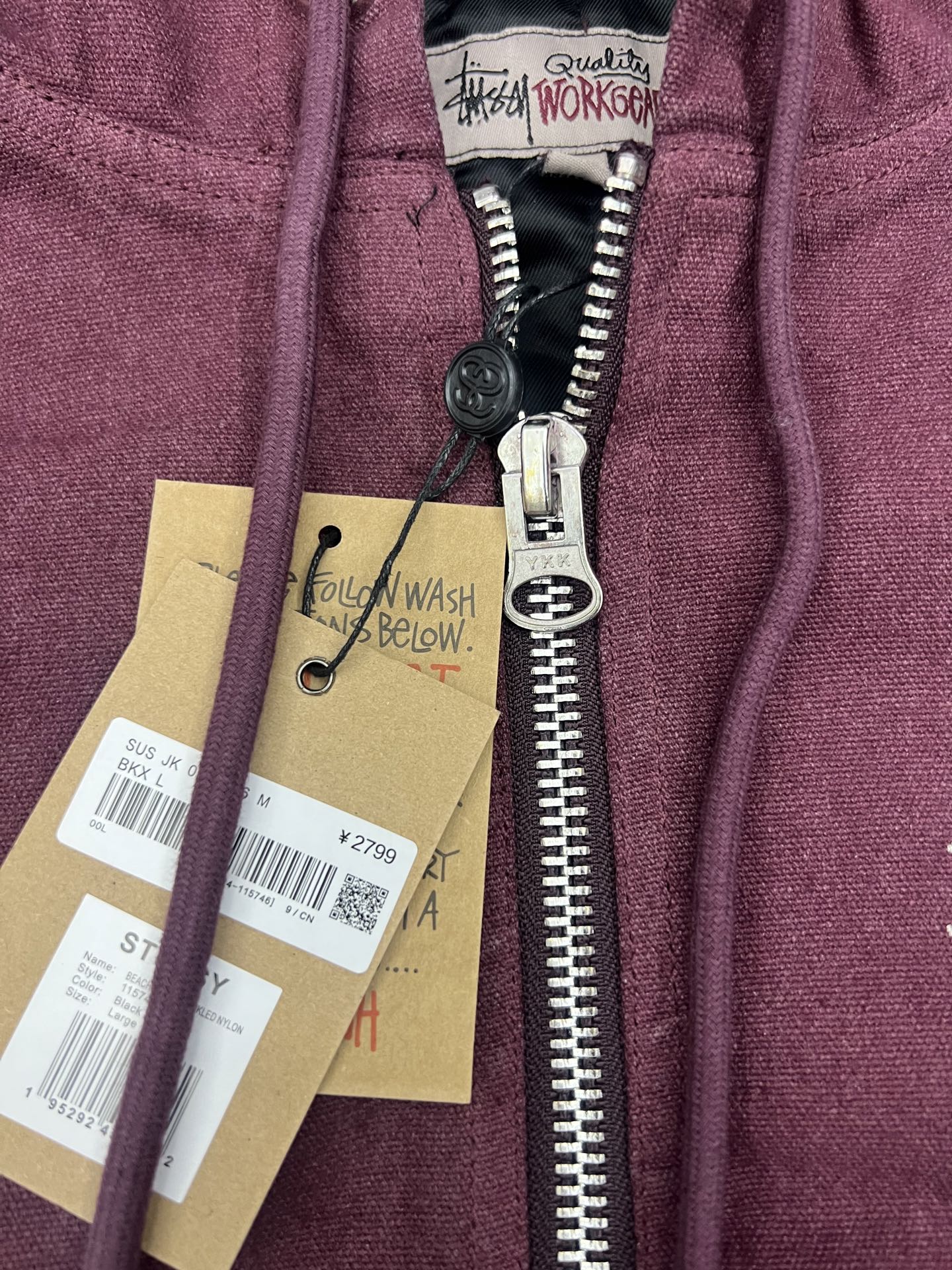 Stussy letter embroidered hooded padded jacket