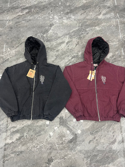 Stussy letter embroidered hooded padded jacket