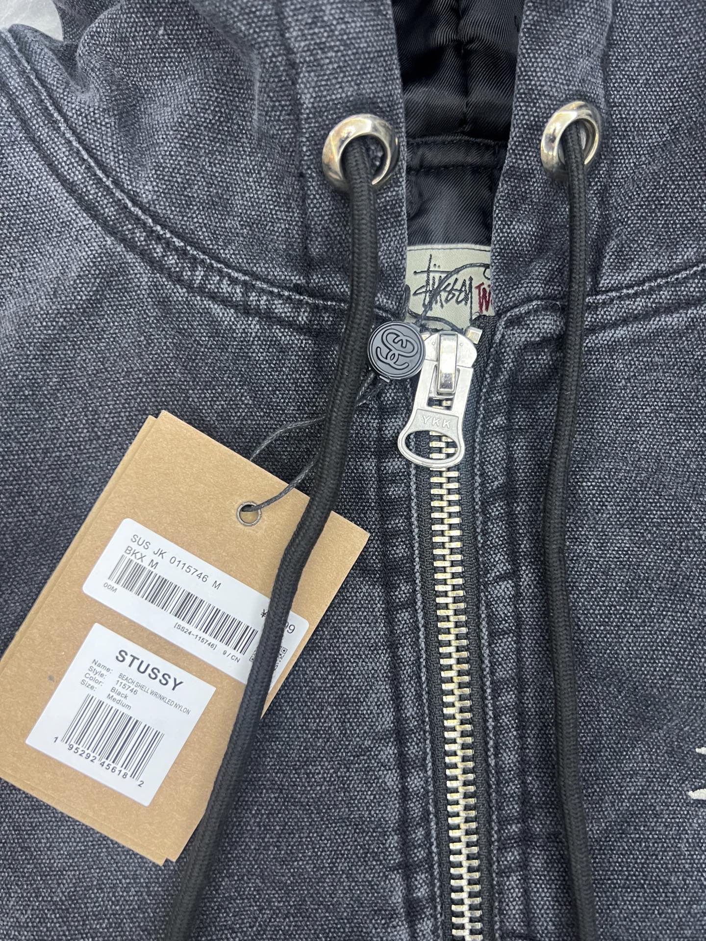 Stussy letter embroidered hooded padded jacket