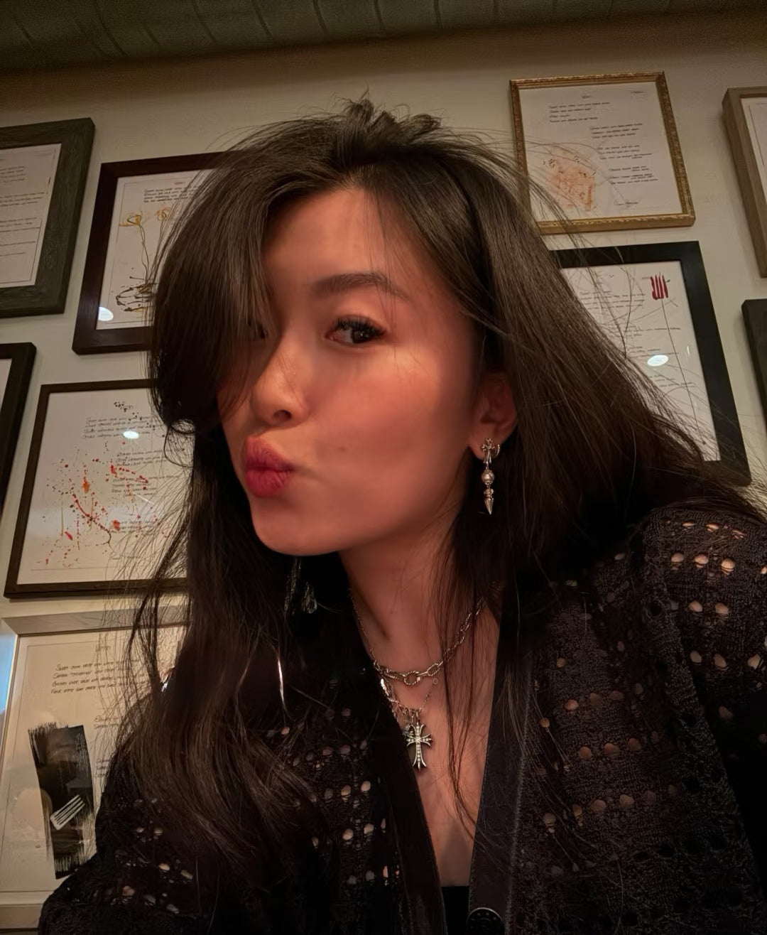 Chrome hearts xmikimoto joint cross bullet tassel earrings