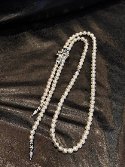 Chrome Hearts xmikimoto co-branded cross bullet tassel earrings
