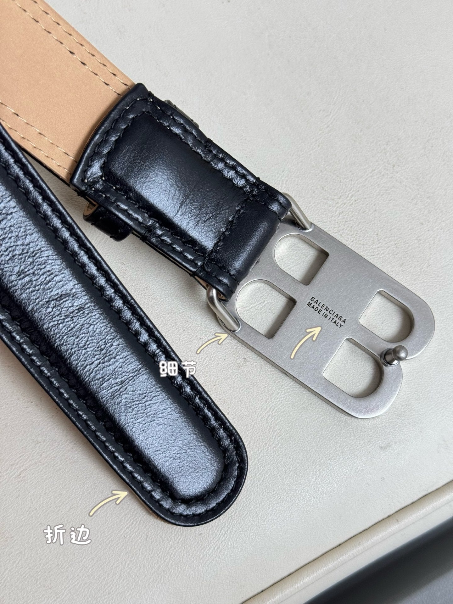 BALENCIAGA Bb Soft Belt in Black-3cm