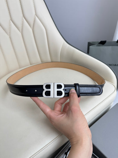 BALENCIAGA Bb Soft Belt in Black-3cm