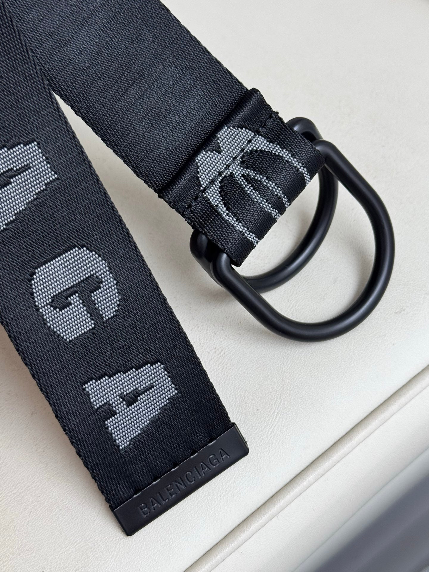 BALENCIAGA Men's D-Ring Belt in Dark Gray-4cm