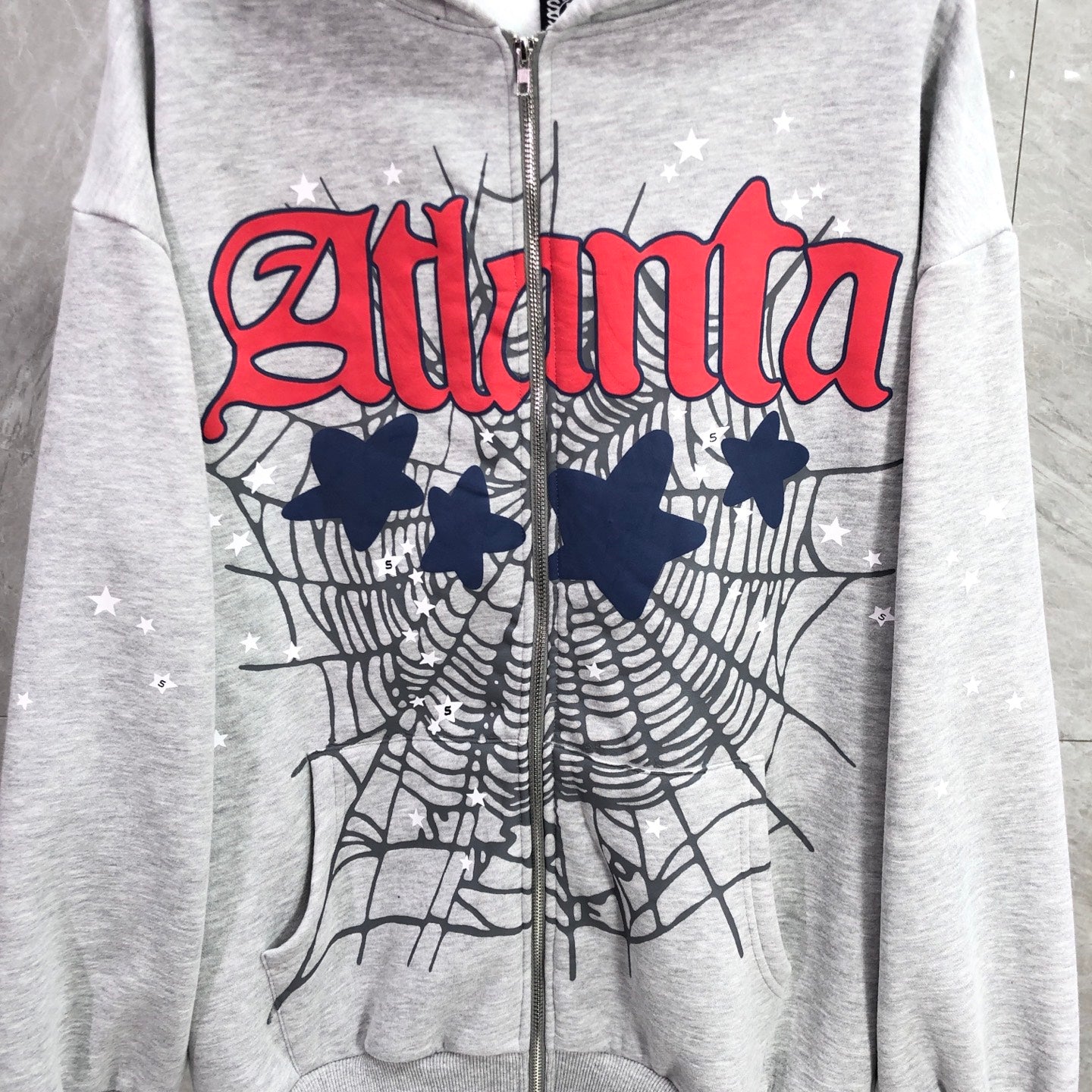 Sp5der Atlanta Full Zip Hoodie 'Heather Grey'