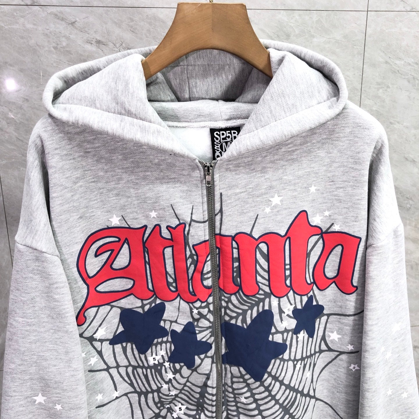 Sp5der Atlanta Full Zip Hoodie 'Heather Grey'