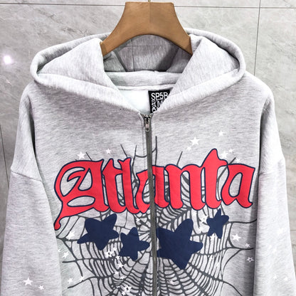 Sp5der Atlanta Full Zip Hoodie 'Heather Grey'