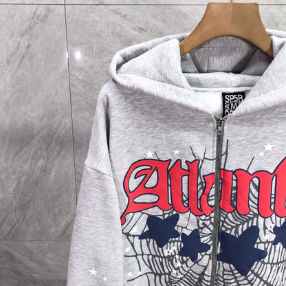 Sp5der Atlanta Full Zip Hoodie 'Heather Grey'