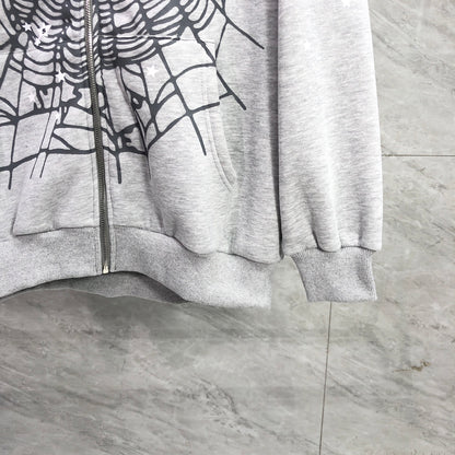 Sp5der Atlanta Full Zip Hoodie 'Heather Grey'