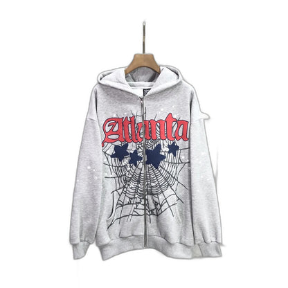 Sp5der Atlanta Full Zip Hoodie 'Heather Grey'