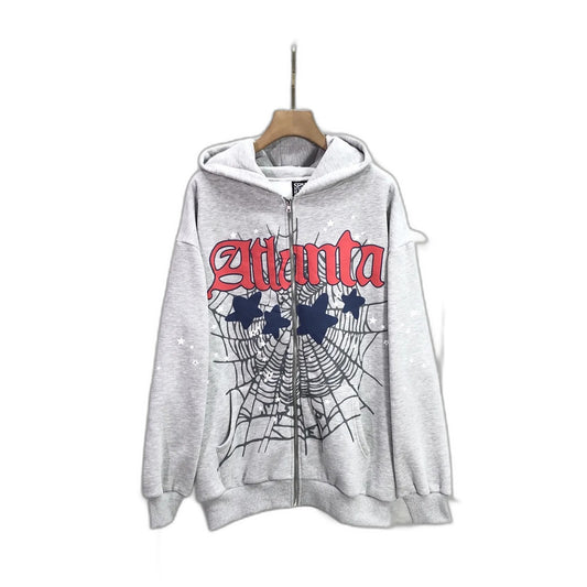 Sp5der Atlanta Full Zip Hoodie 'Heather Grey'
