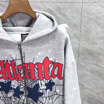 Sp5der Atlanta Full Zip Hoodie 'Heather Grey'