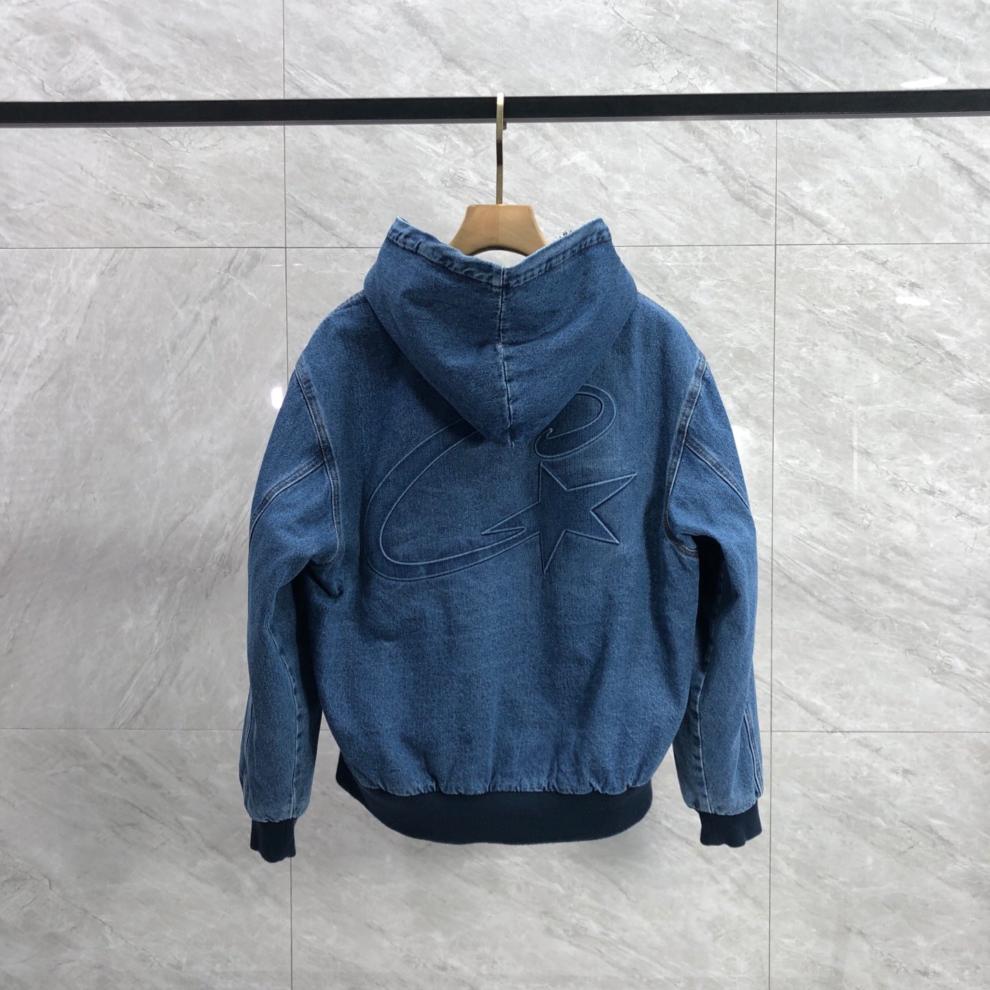 Corteiz Embossed C-Star Denim Work Jacket Blue