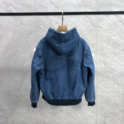 Corteiz Embossed C-Star Denim Work Jacket Blue