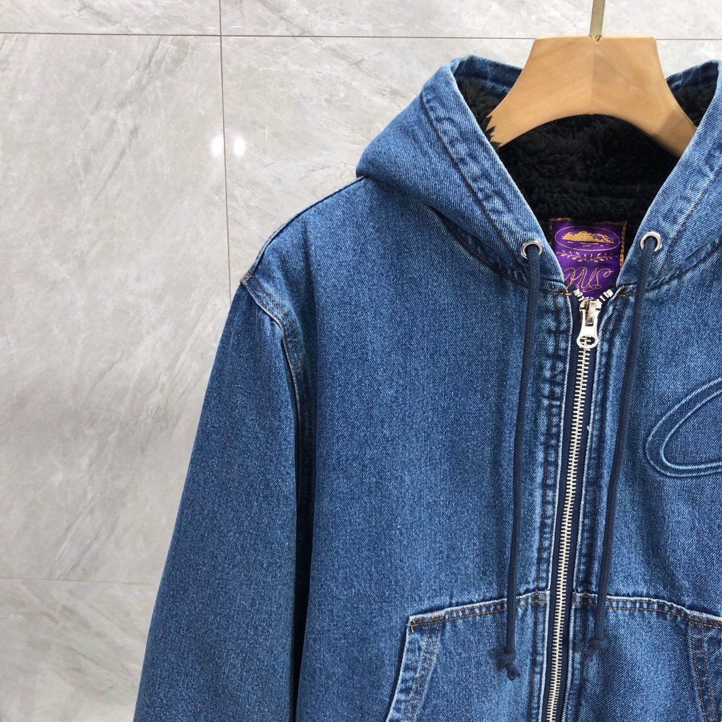 Corteiz Embossed C-Star Denim Work Jacket Blue