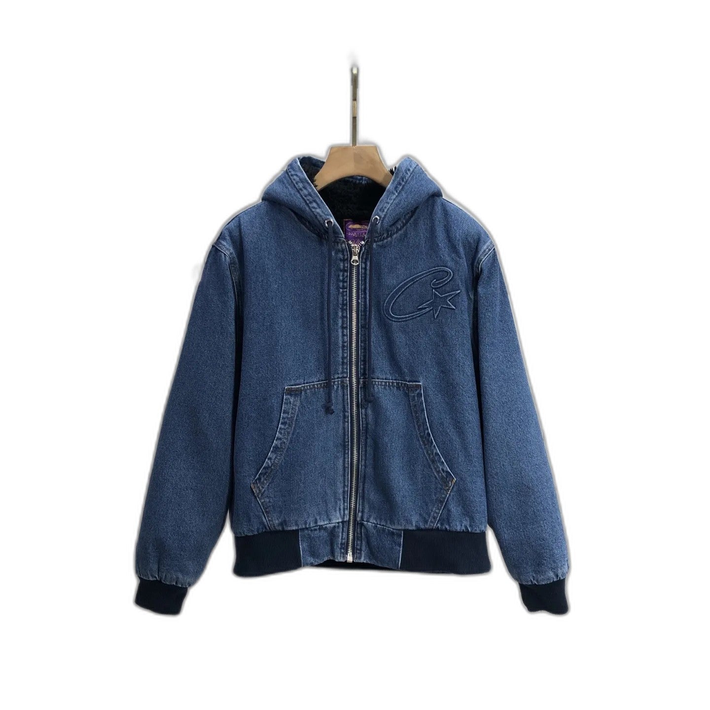 Corteiz Embossed C-Star Denim Work Jacket Blue