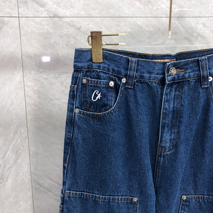 Corteiz Embossed C-Star Denim Work Pant Blue