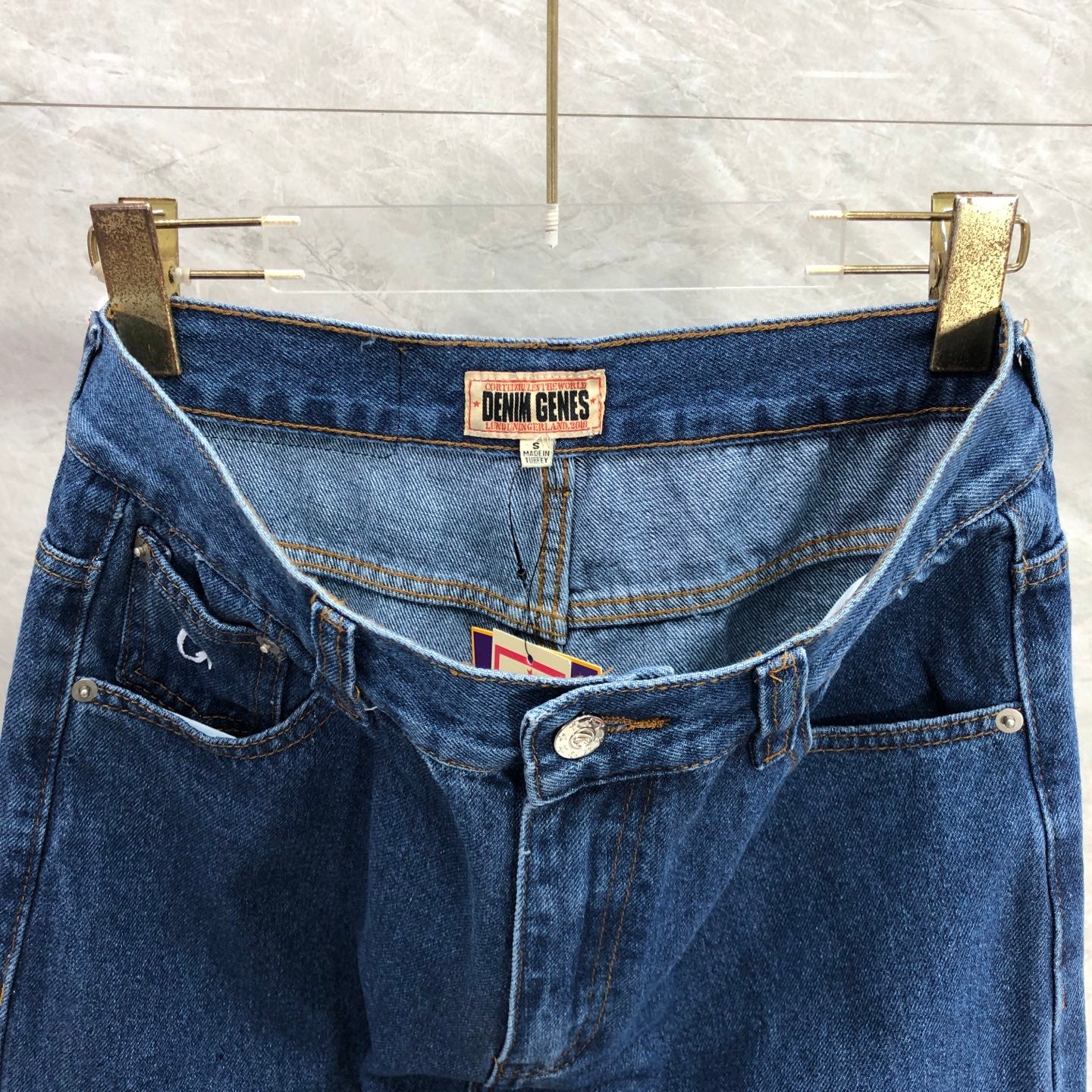 Corteiz Embossed C-Star Denim Work Pant Blue