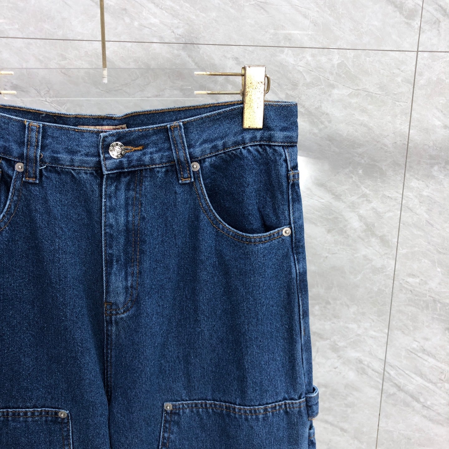 Corteiz Embossed C-Star Denim Work Pant Blue