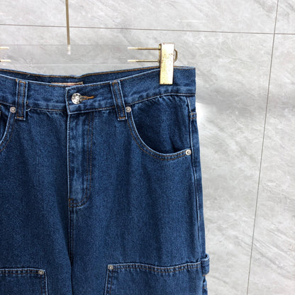 Corteiz Embossed C-Star Denim Work Pant Blue