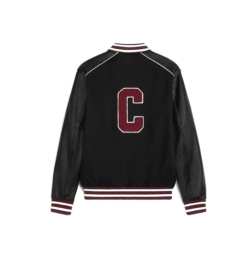 CELINE Classic Teddy Jacket in Black and Burgundy