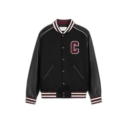CELINE Classic Teddy Jacket in Black and Burgundy