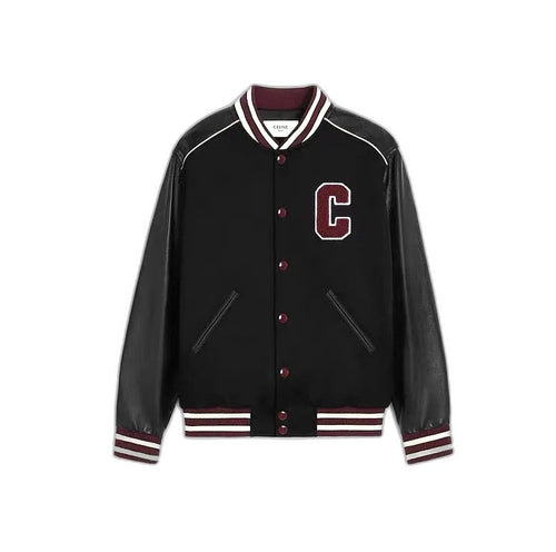 CELINE Classic Teddy Jacket in Black and Burgundy