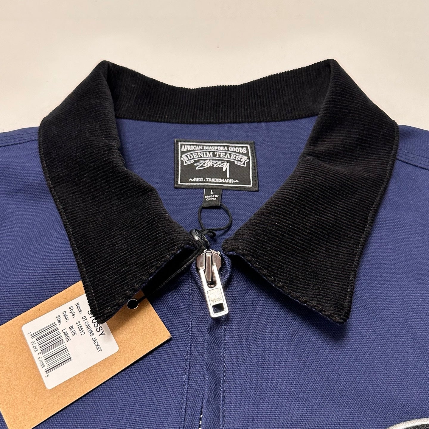 Denim Tears x Stussy Never Renege Canvas Work Jacket Navy/Black