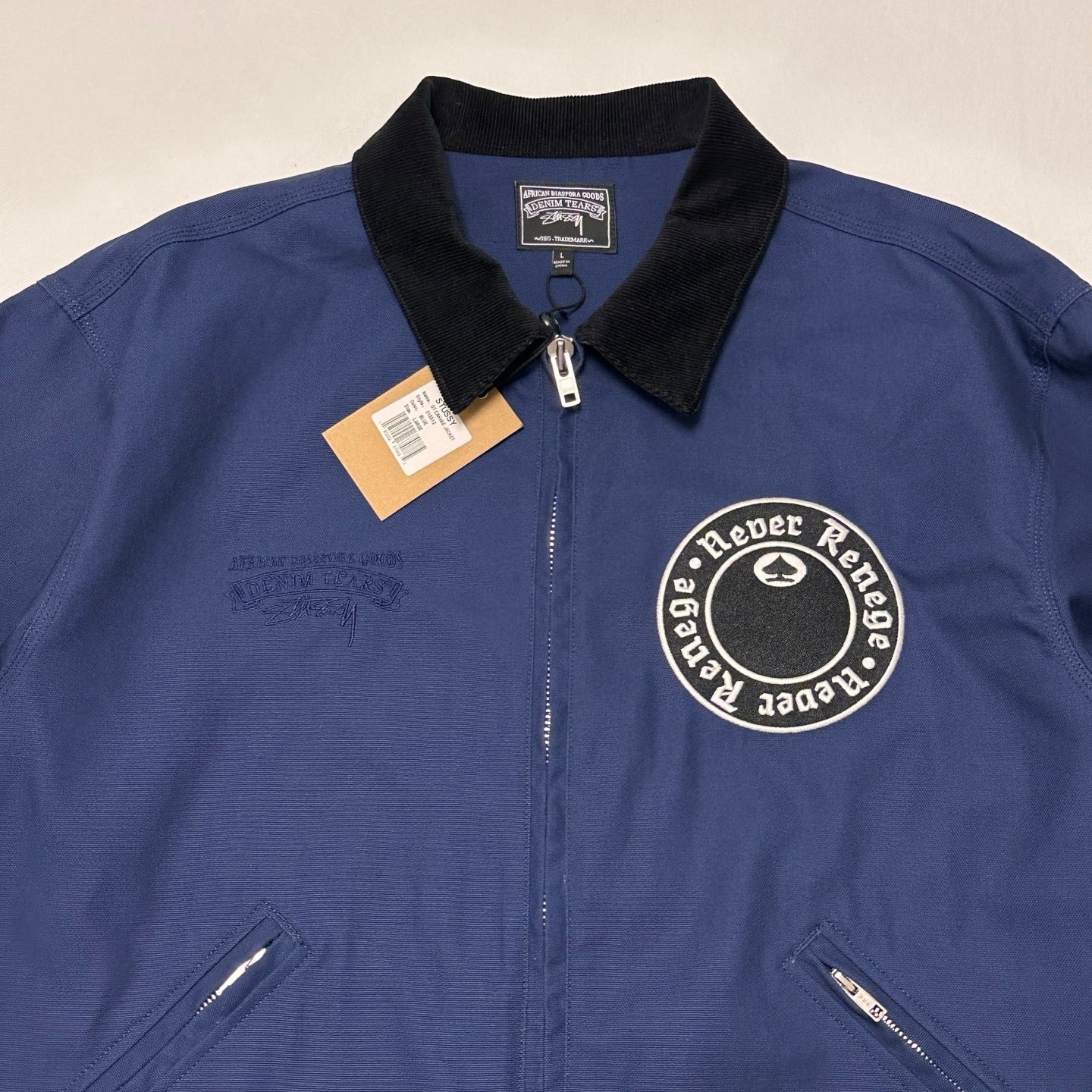 Denim Tears x Stussy Never Renege Canvas Work Jacket Navy/Black