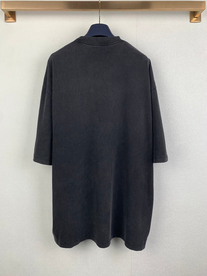 Balenciaga Black Boxy Tee with Logo Print and Balenciaga