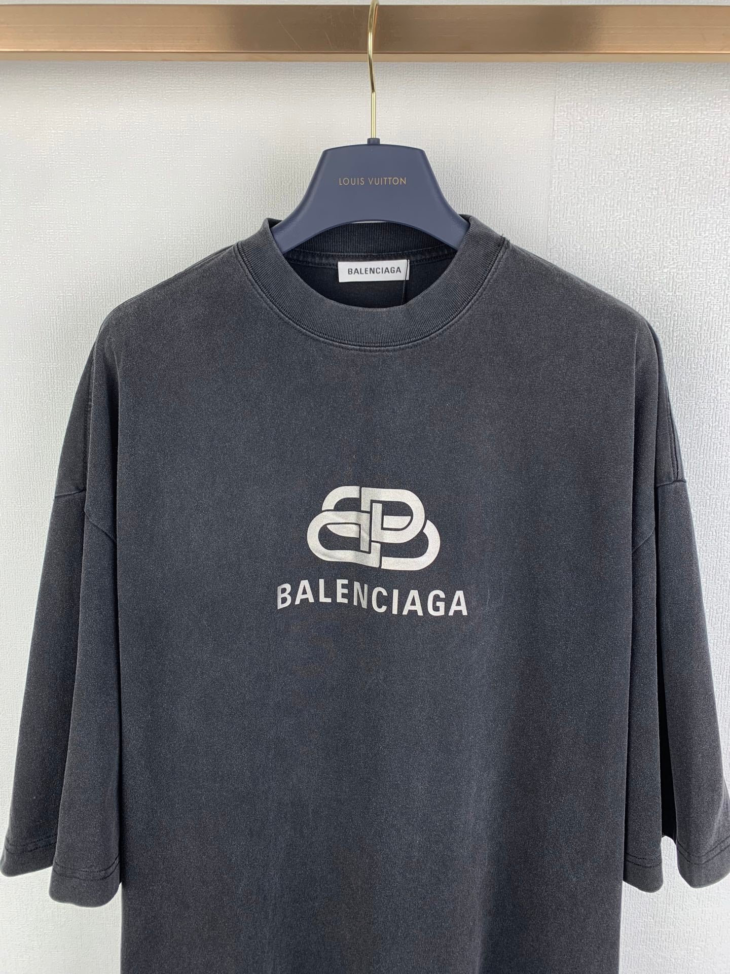 Balenciaga Black Boxy Tee with Logo Print and Balenciaga
