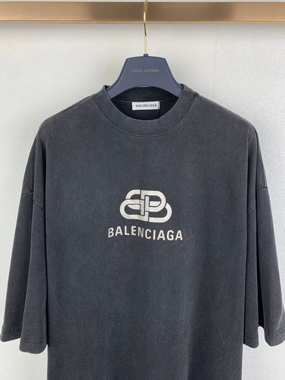 Balenciaga Black Boxy Tee with Logo Print and Balenciaga